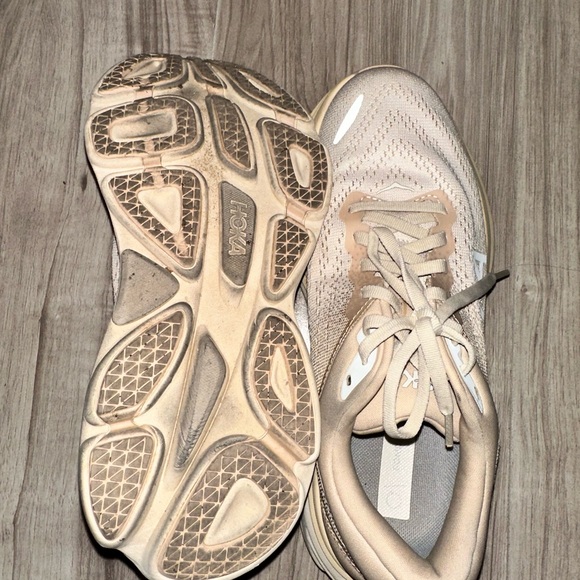 Hoka Cream Athletic Shoes with Cushioned Sole - Picture 7 of 7